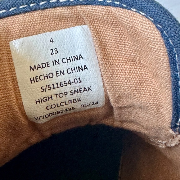 Old Navy Kids Colorblock Canvas High-Top Sneakers Navy Burgundy Tan Size 4 - Picture 4 of 10